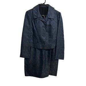 Laxmilelas Tailored Blue Brocade Dress Suit Custom-Made Elegant 2 Piece Design